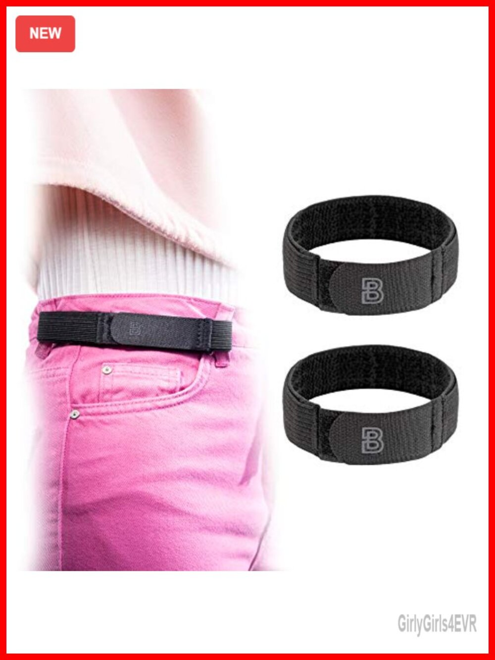 No Buckle Elastic Belt for Women with Belt Loops, 2 Pack, Fits 1 Inch,